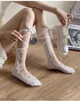                                                          【Ready Stock】Ankle Socks Lace-Up Stockings