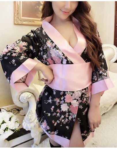                                                          【Ready Stock】Pinky Flora Kimono Pajamas