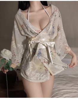                                                          【Preorder】Flora Bikini Thin Kimono Patterned Pajamas