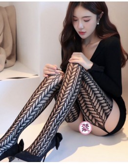                                                          【Ready Stock】Cut-Out High-Waist Open Crotch Stockings