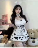                                                          【Preorder】Cow Patterned The Maid Pajamas Dress