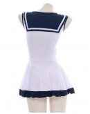                                                                【READY STOCK】Ribbon Navy Style Pajamas Dress+ T-Back