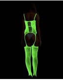                                                          【Preorder】Back-Lace-Up Fluorescent Body-Suit Stockings