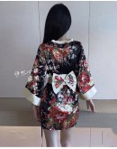                                                          【Preorder】Flora Patterned Polyester Kimono Pajamas Set