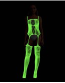                                                          【Preorder】Back-Lace-Up Fluorescent Body-Suit Stockings