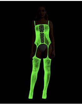                                                          【Preorder】Back-Lace-Up Fluorescent Body-Suit Stockings