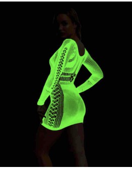                                                          【Preorder】Long-Sleeved Cut-Out Fluorescent Dress Stockings