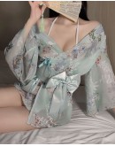                                                          【Preorder】Flora Bikini Thin Kimono Patterned Pajamas