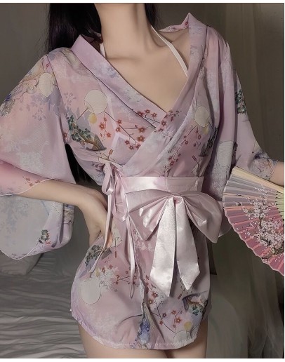                                                          【Preorder】Flora Bikini Thin Kimono Patterned Pajamas