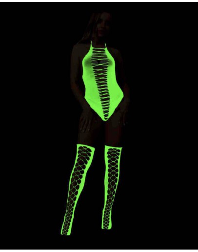                                                          【Preorder】Sleeveless Body-Suit +Fluorescent Stockings