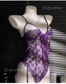                                                          【Preorder】Cut-Out Flora Lace Body-Suit / Stockings