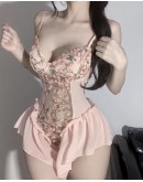                                                          【Preorder】Embroidery Pinky Chiffon Body-Suit