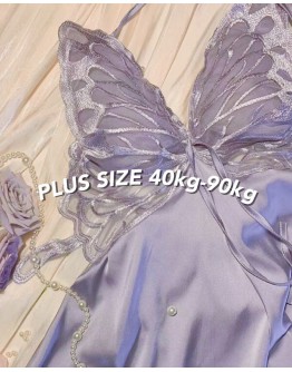                                                          【Preorder】Ice Silk Pads Backless Butterfly Pajamas Dress