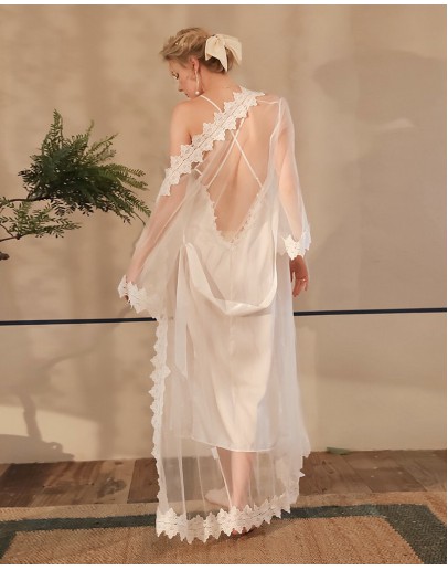                                                          【Preorder】Camisole Backless Long-Dress Pajamas/ Outwear