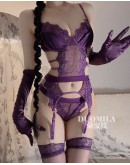                                                          【Preorder】Cut-Out Elastic Belt Lace Body-Suit Set