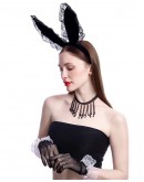                                                          【Preorder】Black Velvet Lace Bigger Rabbit Hairband