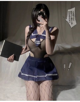                                                          【Preorder】40kg-55kg Navy Pleated Skirt Sexy Lingeries Set