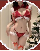                                                          【Preorder】Rabbit Style Christmas Velvet Bikini Set