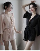                                                                【READY STOCK】Tie-Belt Chiffon Kimono Pajamas