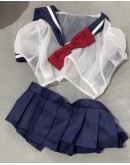                                                          【Preorder】40kg-90kg Cosplay Style Navy Pleated Skirt Plus Set