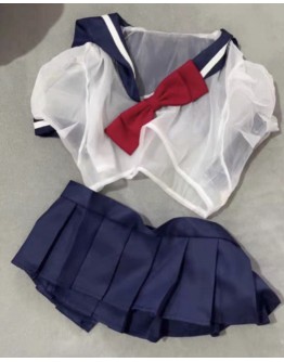                                                          【Preorder】40kg-90kg Cosplay Style Navy Pleated Skirt Plus Set