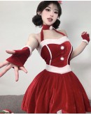                                                          【Preorder】Snow Red Christmas Velvet Sexy Lingeries Dress Set