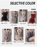                                                          【Preorder】Silk Camisole Backless Elastic Pajamas Dress