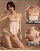                                                                【READY STOCK】40kg-60kg Lace Flora Camisole Lace-Up Sexy Lingeries Set