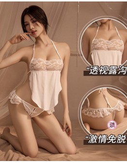                                                                【READY STOCK】40kg-60kg Lace Flora Camisole Lace-Up Sexy Lingeries Set