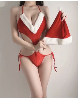                                                                【READY STOCK】40kg-65kg Xmas Christmas Velvet Body-Suit + Hats Set