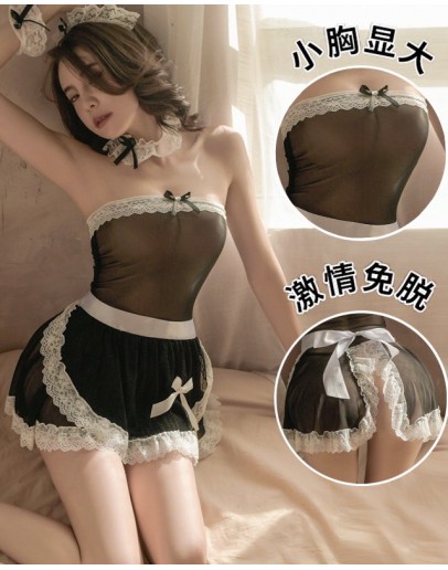                                                          【Preorder】40kg-55kg The Maid Black Lace Apron Style Sexy Lingeries