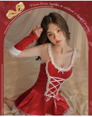                                                                【READY STOCK】40kg-60kg HandCuff Red Velvet Christmas Pajamas Dress