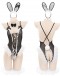                                                          【Preorder】40kg-60kg Lace-Up Body-Suit Black Rabbit Sexy Lingeries Set