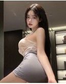                                                          【Preorder】40kg-55kg White Lace Grey Fitted Dress Sexy Lingeries Set