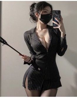                                                          【Preorder】40kg-60kg Stripe Short Shirt Sexy Lingeries Set