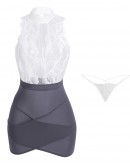                                                          【Preorder】40kg-55kg White Lace Grey Fitted Dress Sexy Lingeries Set