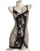                                                                【READY STOCK】Flora Leopard Patterned Pajamas Dress Set