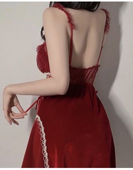                                                          【Preorder】40kg-65kg Pads Grenadine Ribbon Velvet Pajamas Dress/ Kimono