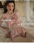                                                          【Preorder】40kg-65kg Faux Pearl Pajamas Tops+ Shorts