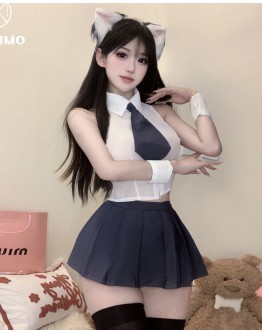                                                          【Preorder】40kg-55kg White Skirt Grey Skirt Sexy Lingerie Set