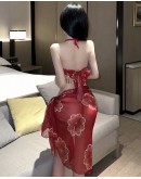                                                          【Preorder】40kg-60kg Red Chiffon Flora Style Sexy Lingeries Set