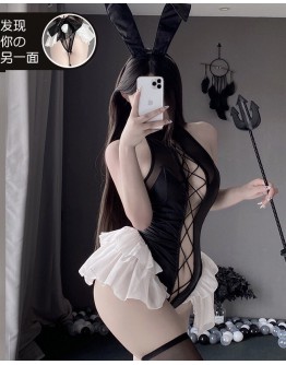                                                                【READY STOCK】55kg-70kg Faux Leather Rabbit Sexy Lingeries Set