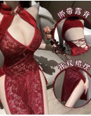                                                          【Preorder】40kg-80kg PlusCheongsam Red Black Sexy Lingeries