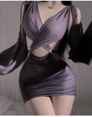                                                          【Preorder】40kg-55kg Grey Long-Sleeved Backless Sex Lingerie