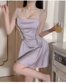                                                          【Preorder】40kg-60kg Ice-Silk Asymmetrical Pajamas Dress