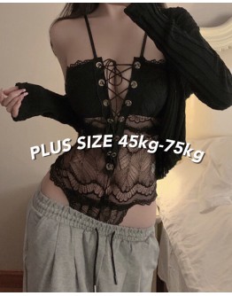                                                                【READY STOCK】Plus Size Camisole Lace Body-Suit