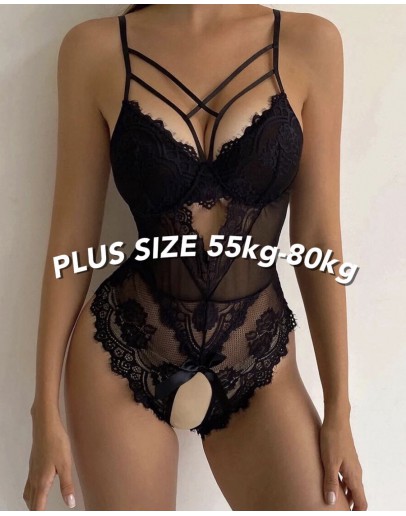                                                                【READY STOCK】55kg-80kg Plus Camisole Lace Body-Suit