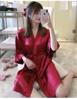                                                          【Preorder】Ice-Silk Long-Line Kimono Pajamas