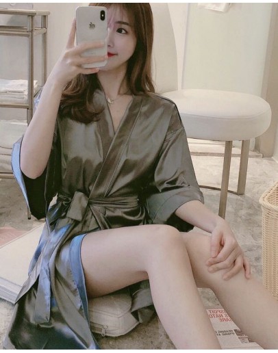                                                          【Preorder】Ice-Silk Long-Line Kimono Pajamas