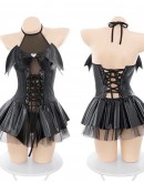                                                          【Preorder】Faux Leather Devil Dress Set